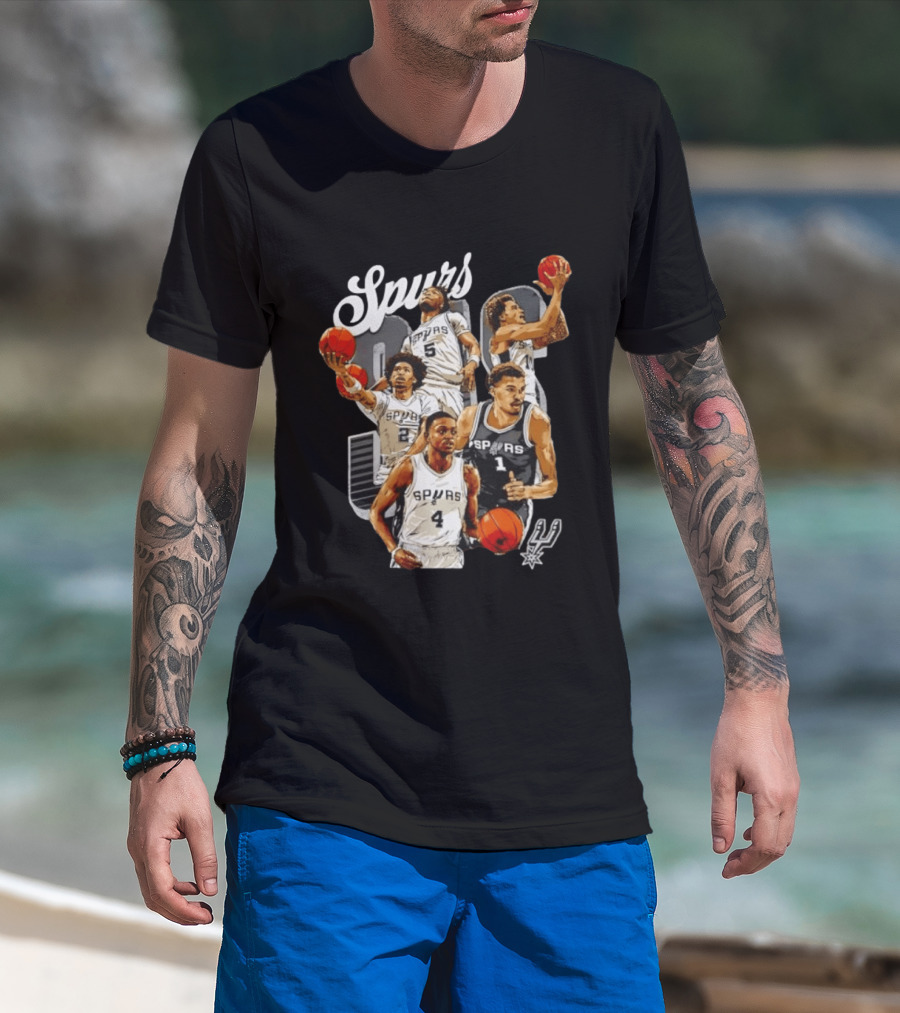 San Antonio Spurs 2026 Starting Five Team Players With Basketballs T-Shirt