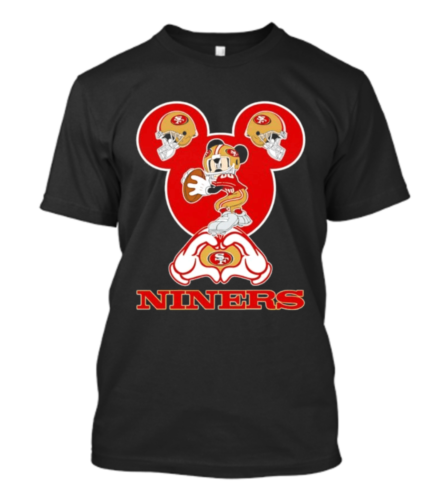 Mickey Mouse San Francisco 49ers Niners Love Heart Hands T-Shirt