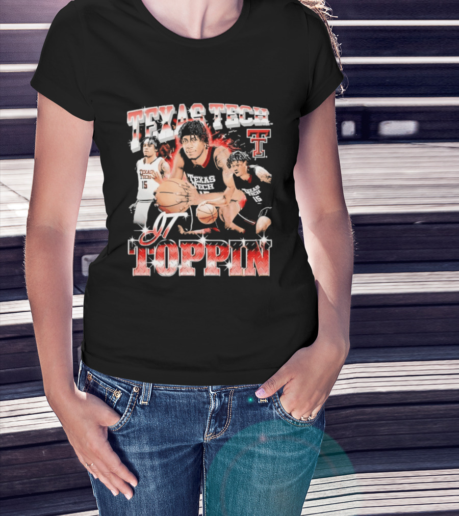 Texas Tech Basketball JT Toppin Red Raiders Collage T-Shirt