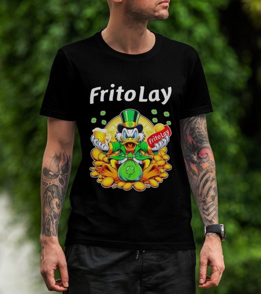 Frito Lay Scrooge McDuck St Patrick's Day Luck Coins Clover Beer T-Shirt