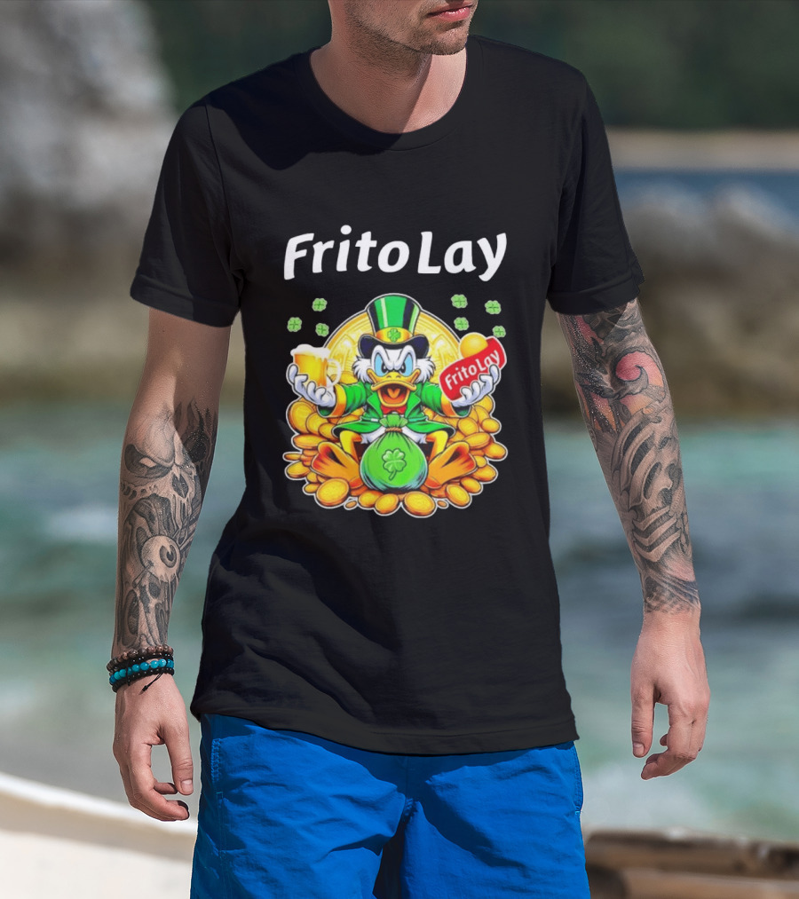 Frito Lay Scrooge McDuck St Patrick's Day Luck Coins Clover Beer T-Shirt
