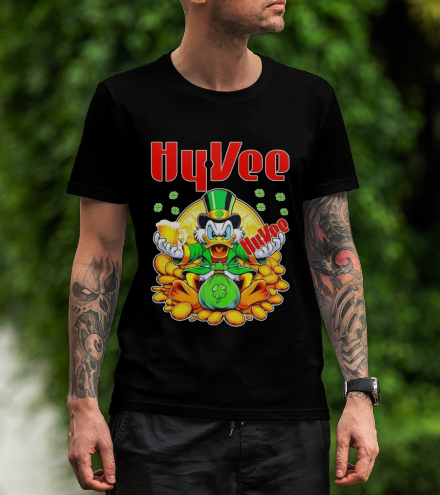 HyVee Scrooge McDuck St Patrick's Day Celebration With Gold Coins And Clover T-Shirt