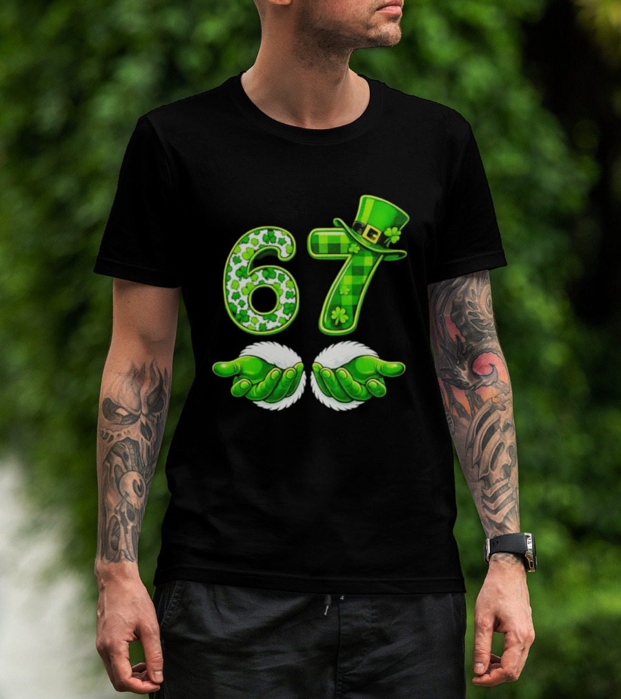 St Patricks Day 67 Shamrock Irish Clover Meme Green Hat Luck T-Shirt