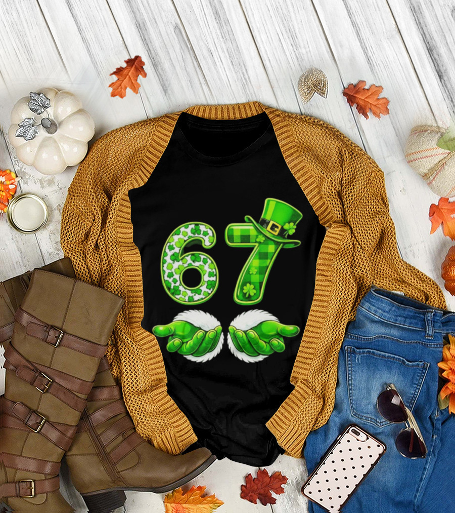 St Patricks Day 67 Shamrock Irish Clover Meme Green Hat Luck T-Shirt