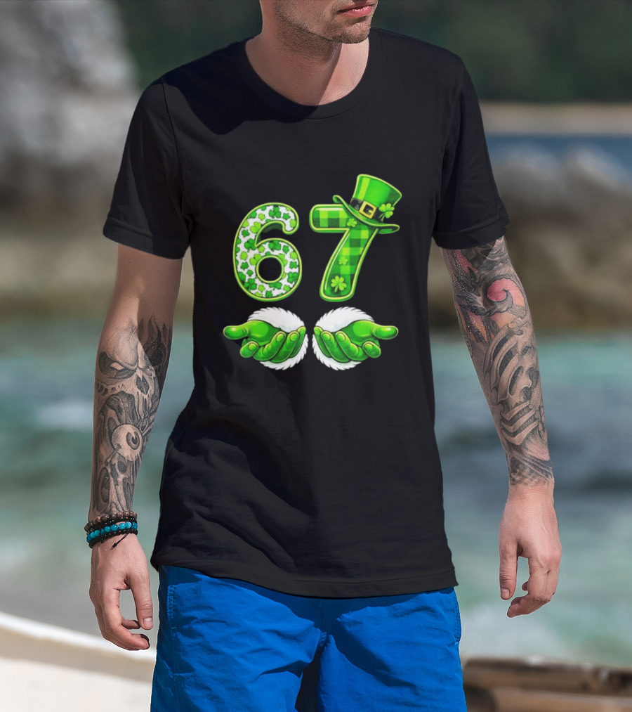 St Patricks Day 67 Shamrock Irish Clover Meme Green Hat Luck T-Shirt
