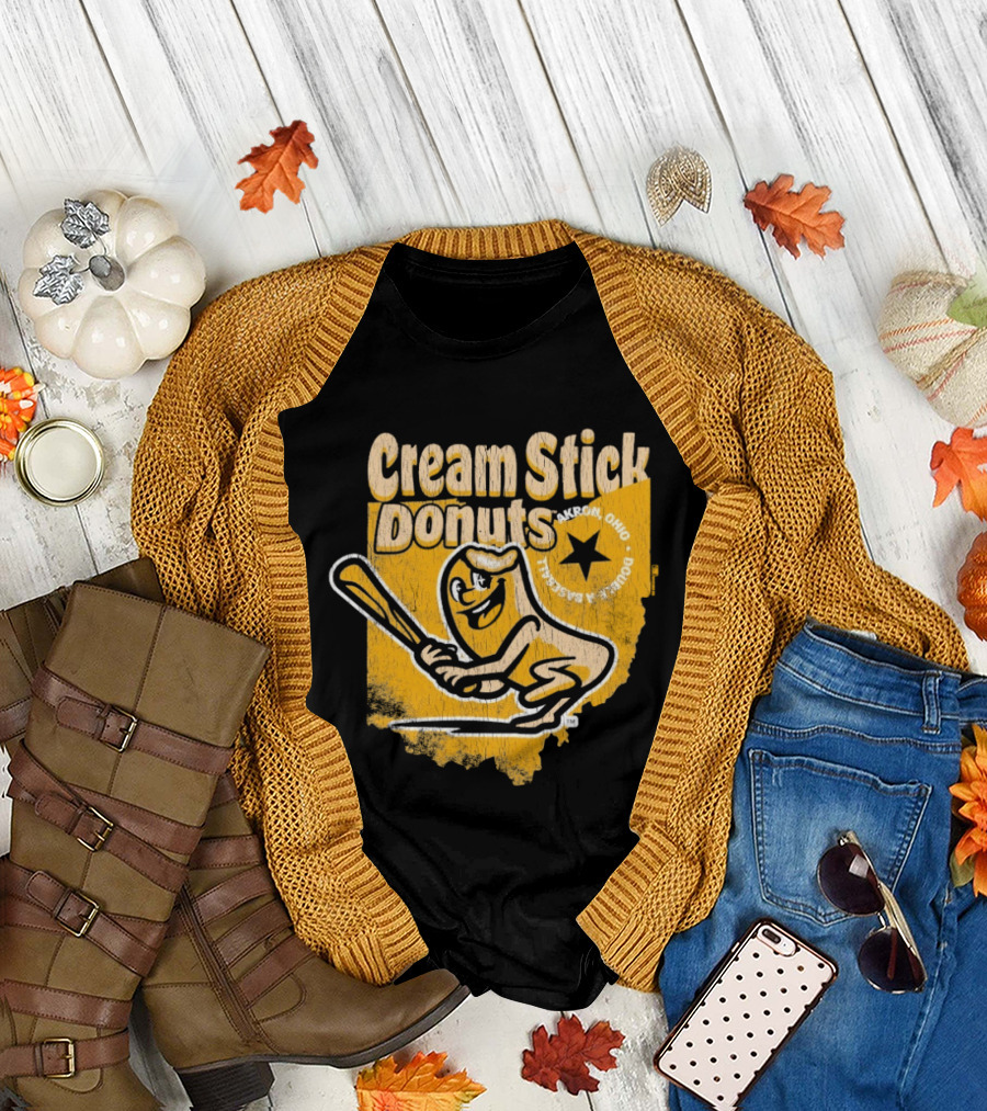 Cream Stick Donuts Ohio Baseball Star Buckeye T-Shirt