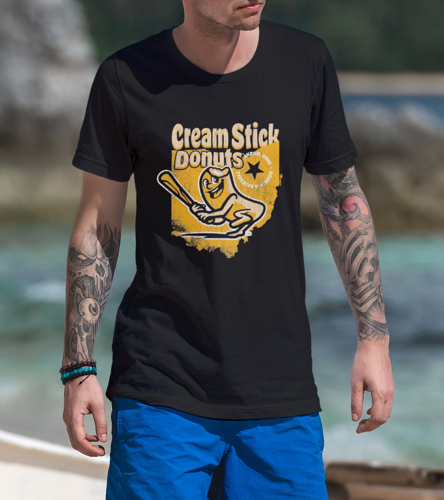 Cream Stick Donuts Ohio Baseball Star Buckeye T-Shirt