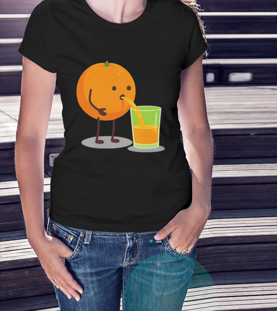 Orange Juice Squeezed Fun Cartoon T-Shirt