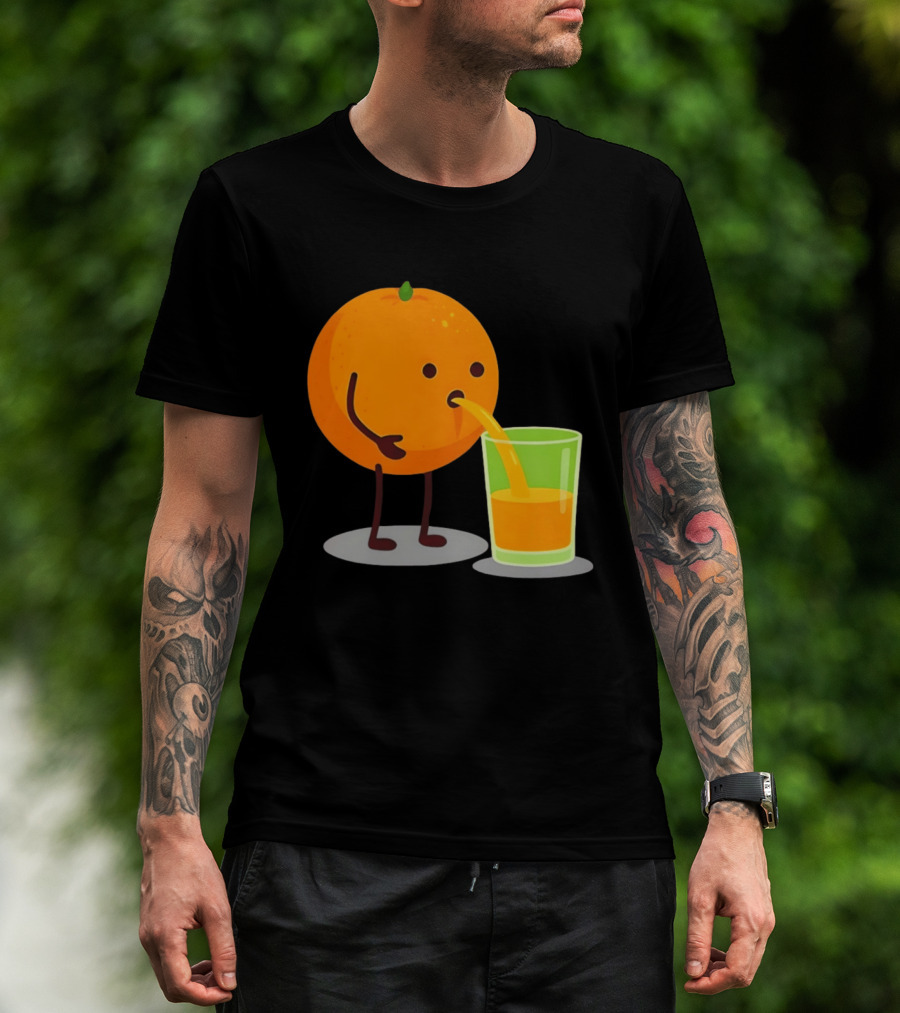 Orange Juice Squeezed Fun Cartoon T-Shirt