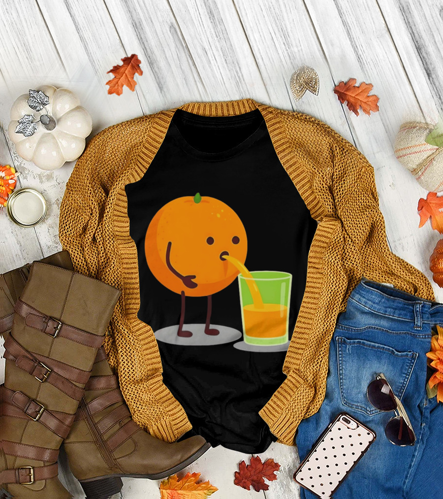 Orange Juice Squeezed Fun Cartoon T-Shirt
