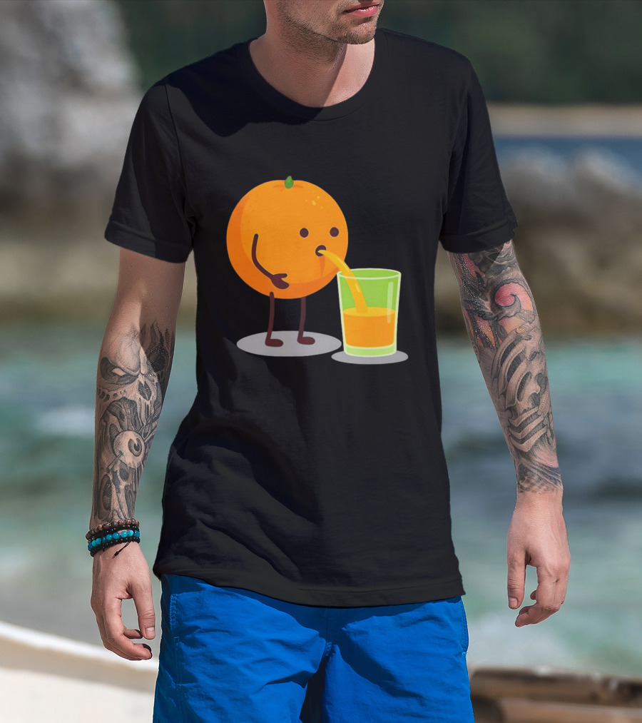 Orange Juice Squeezed Fun Cartoon T-Shirt