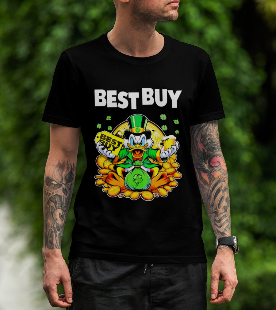 Scrooge McDuck Best Buy St Patrick's Day Coins And Shamrocks Celebration T-Shirt