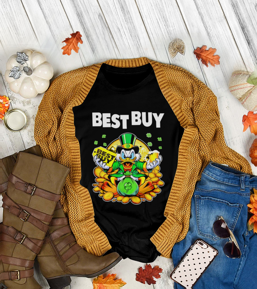 Scrooge McDuck Best Buy St Patrick's Day Coins and Shamrocks Celebration T-Shirt
