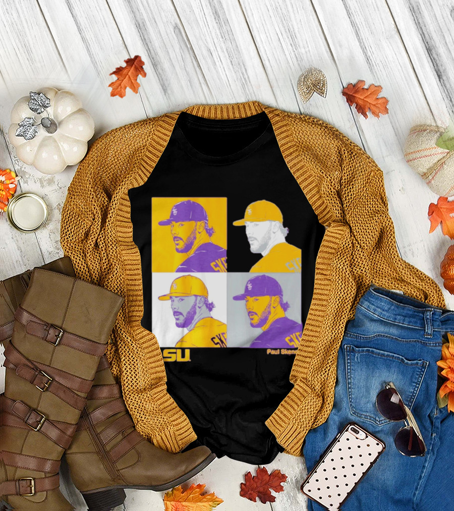LSU Baseball Paul Skenes Colorful Collage Panels T-Shirt