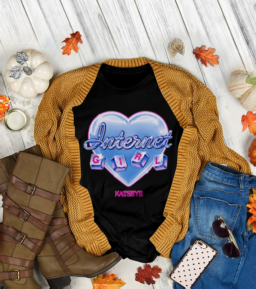 Katseye Internet Girl Neon Blue Heart T-Shirt