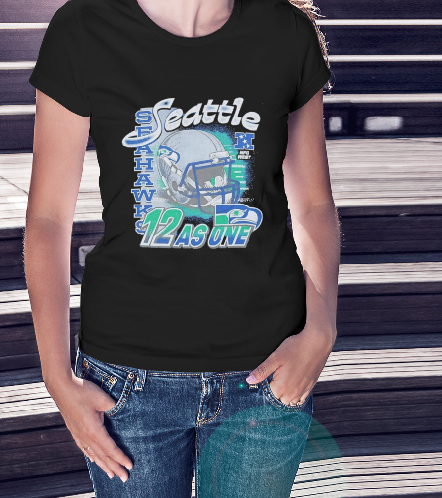 Seattle Seahawks 12 As One NFC West Football Helmet T-Shirt