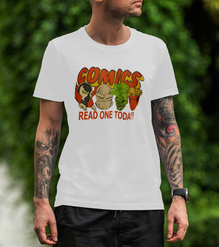 Comics Read One Today Characters Face T-Shirt
