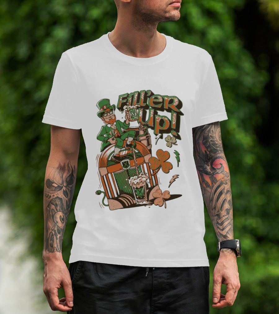 Fill'er Up St. Patrick's Day Leprechaun Beer And Jukebox Celebration T-Shirt