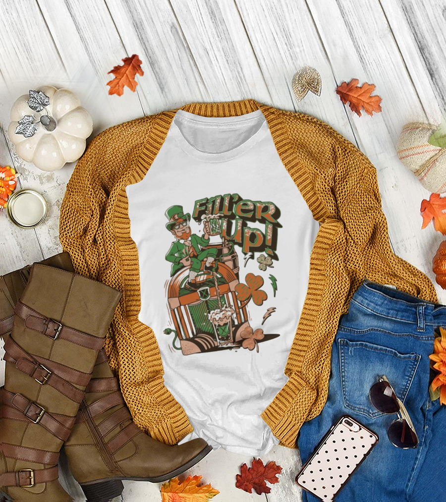 Fill'er Up St. Patrick's Day Leprechaun Beer And Jukebox Celebration T-Shirt