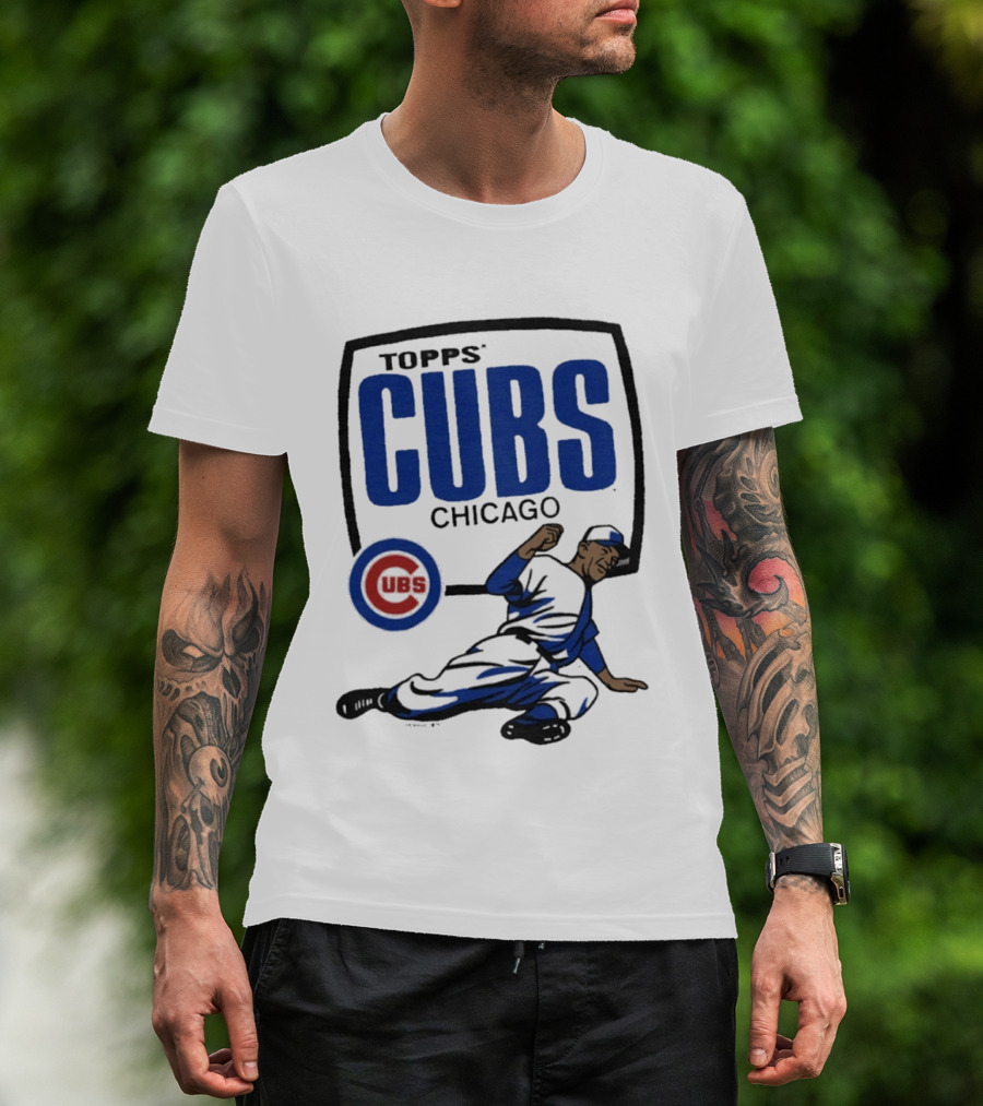 Topps CUBS Chicago Vintage Baseball Player MLB Collab T-Shirt
