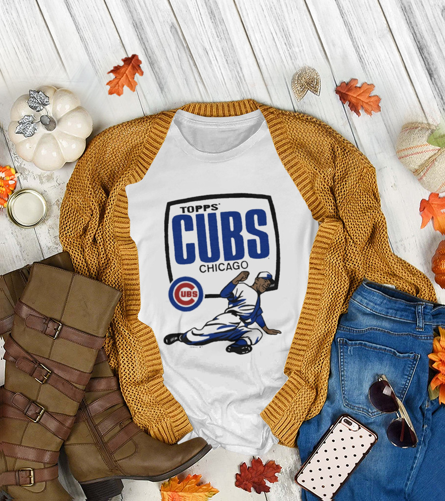 Topps CUBS Chicago Vintage Baseball Player MLB Collab T-Shirt