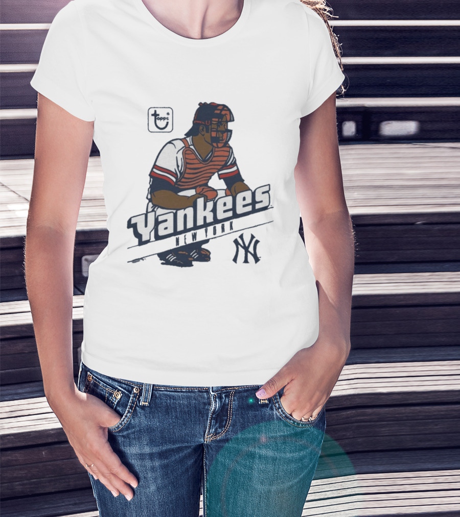 MLB Topps New York Yankees Catcher Cartoon Yankees NY T-Shirt
