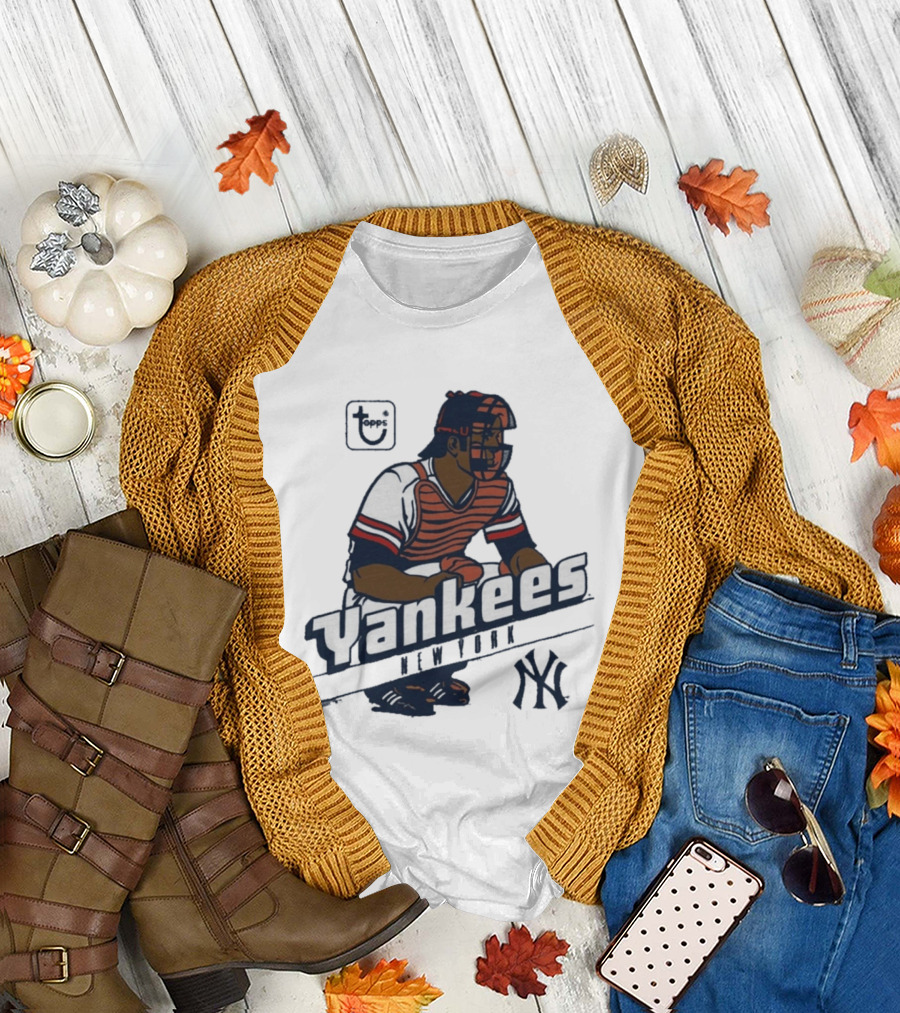 MLB Topps New York Yankees Catcher Cartoon Yankees NY T-Shirt