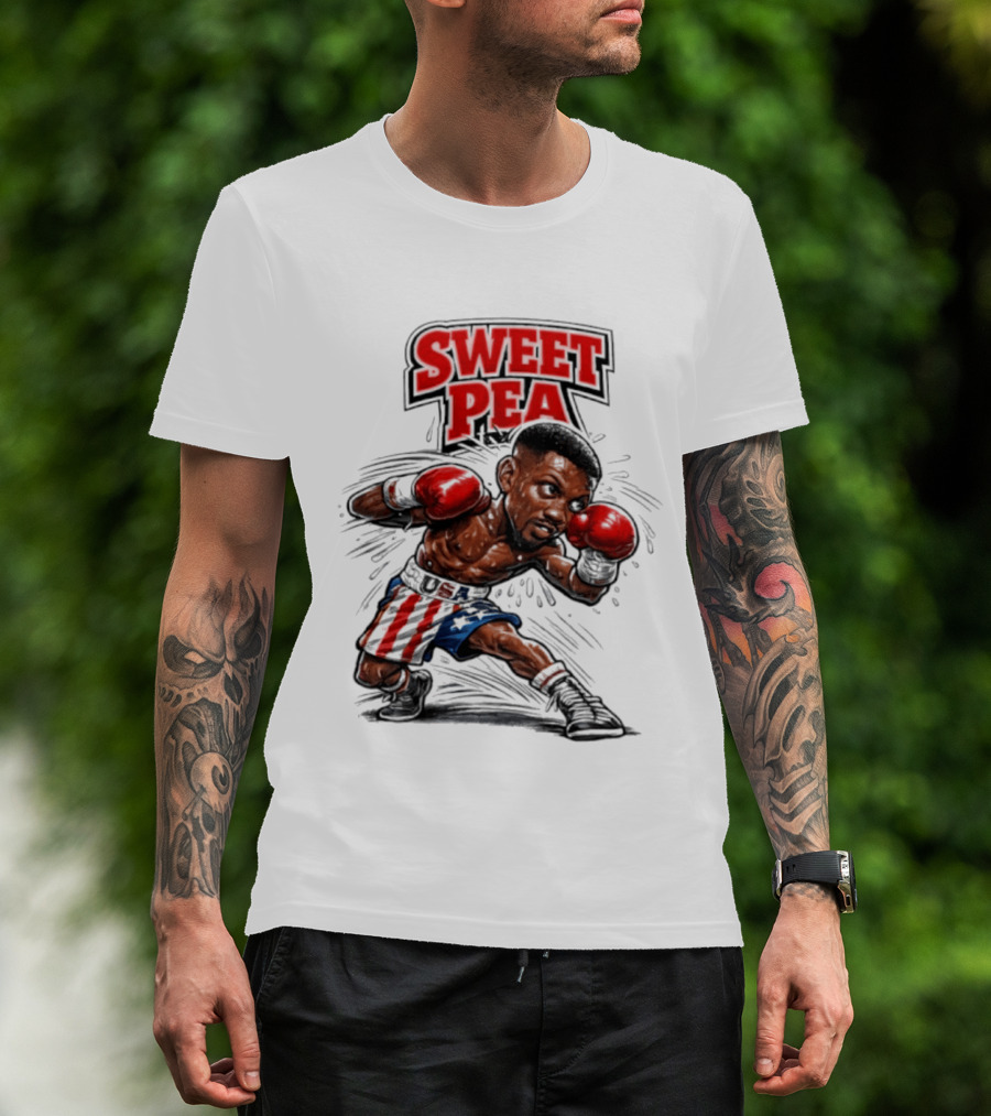 Sweet Pea Pernell Whitaker Boxing Caricature USA Flag Shorts T-Shirt
