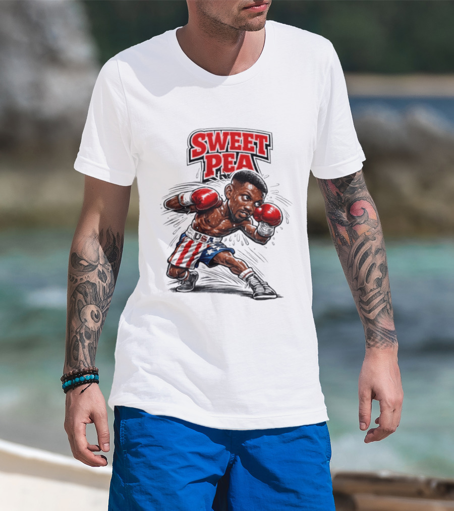 Sweet Pea Pernell Whitaker Boxing Caricature USA Flag Shorts T-Shirt