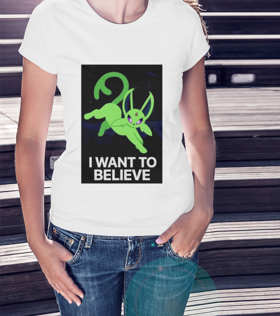 Shiny Espeon I Want To Believe Paranormal T-Shirt