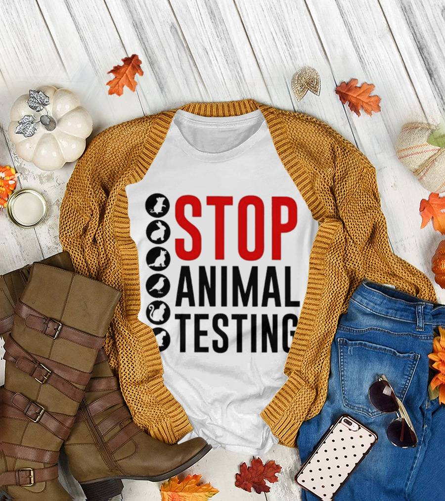 STOP Animal Testing Protest Message with Animal T-Shirt