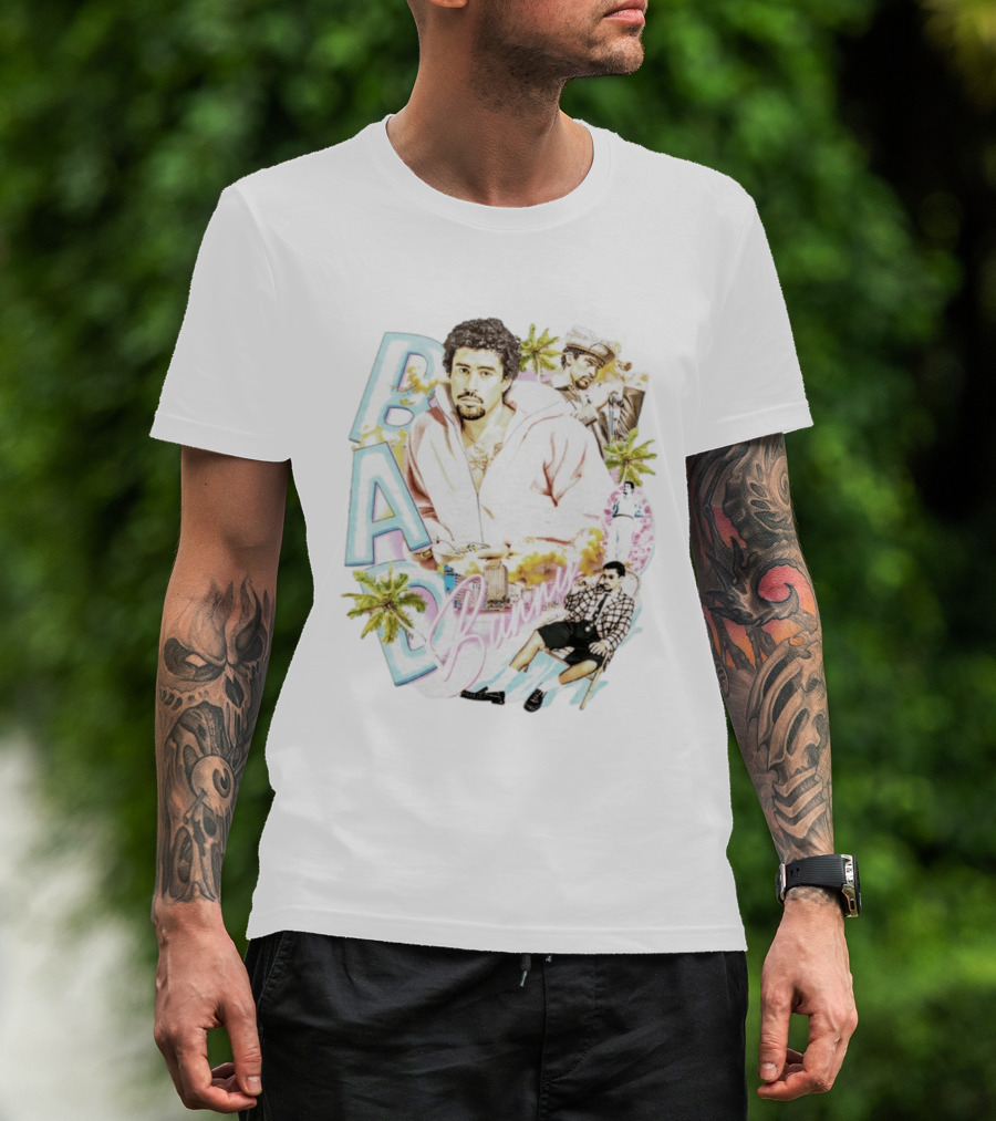 Bad Bunny Vintage Style Urban Vibes 2026 Palm Trees Retro Look T-Shirt