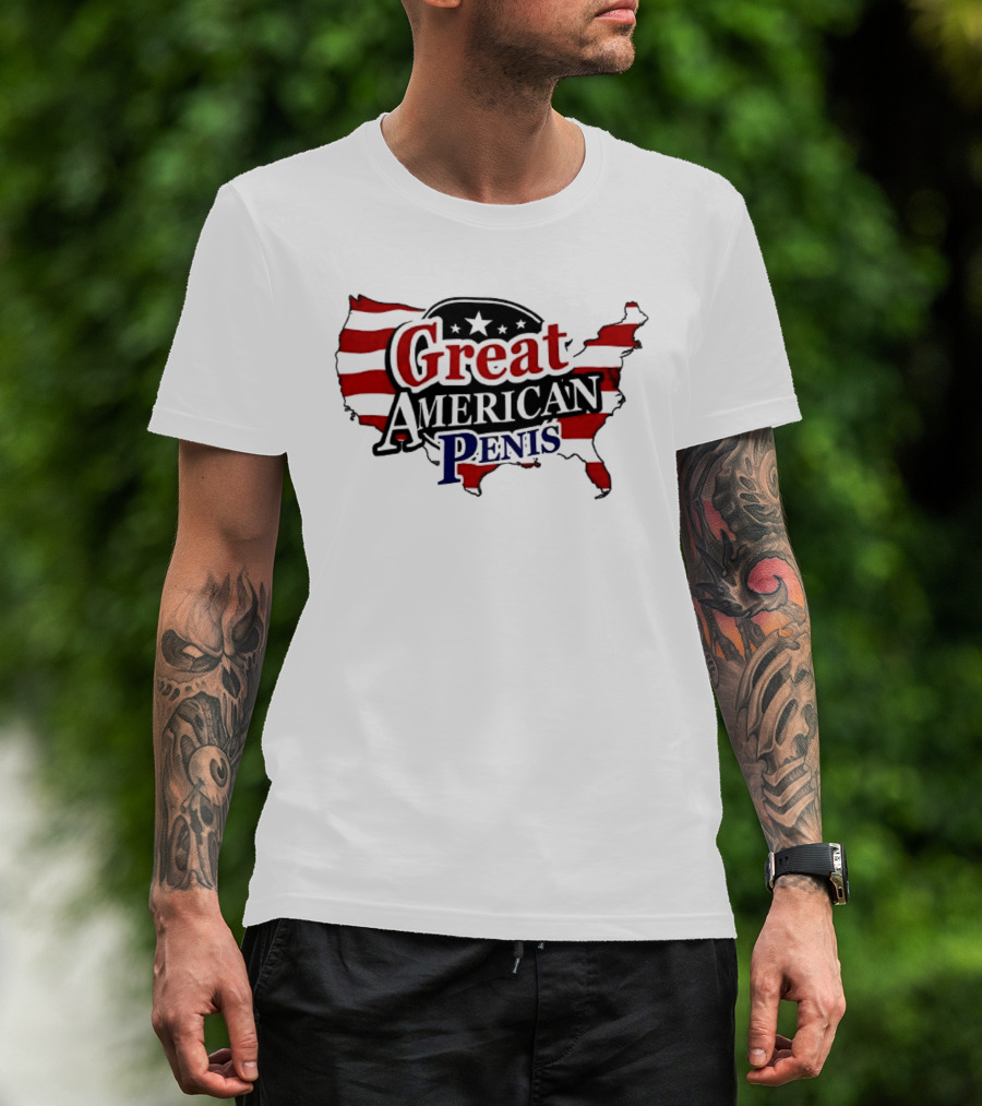 Great American Penis USA Map Flag Stars T-Shirt