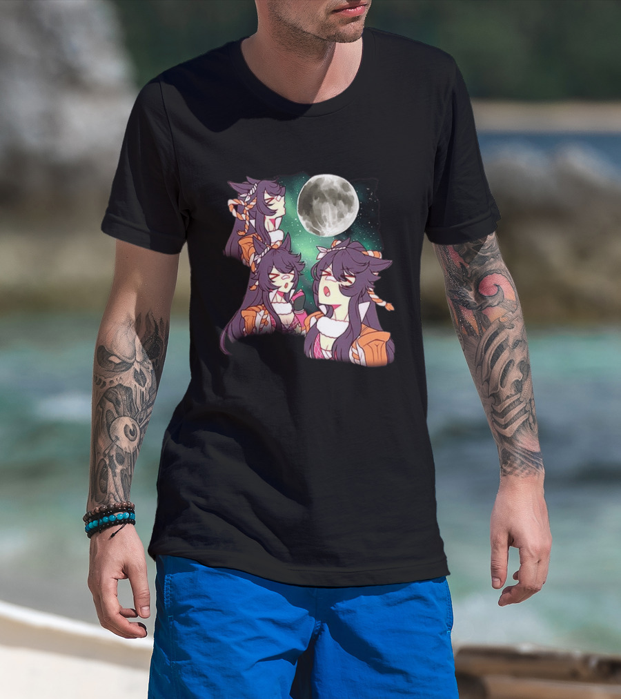 Agnes Tachyon Anime Character Three Wolf Moon Meme T-Shirt