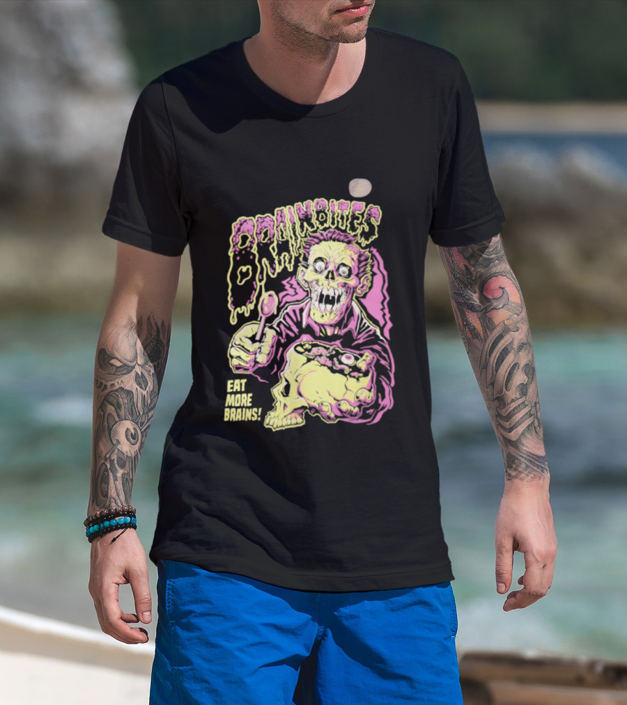 Brainbites Eat More Brains Horror Zombie Eating T-Shirt