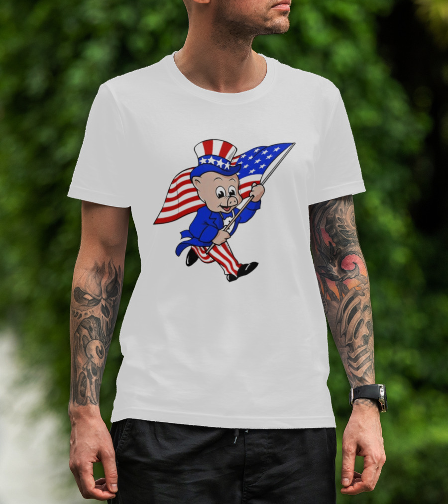 Piggly Wiggly Patriotic July 4th Celebration With American Flag And Uncle Sam Hat T-Shirt