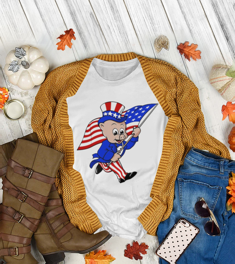 Piggly Wiggly Patriotic July 4th Celebration with American Flag and Uncle Sam Hat T-Shirt