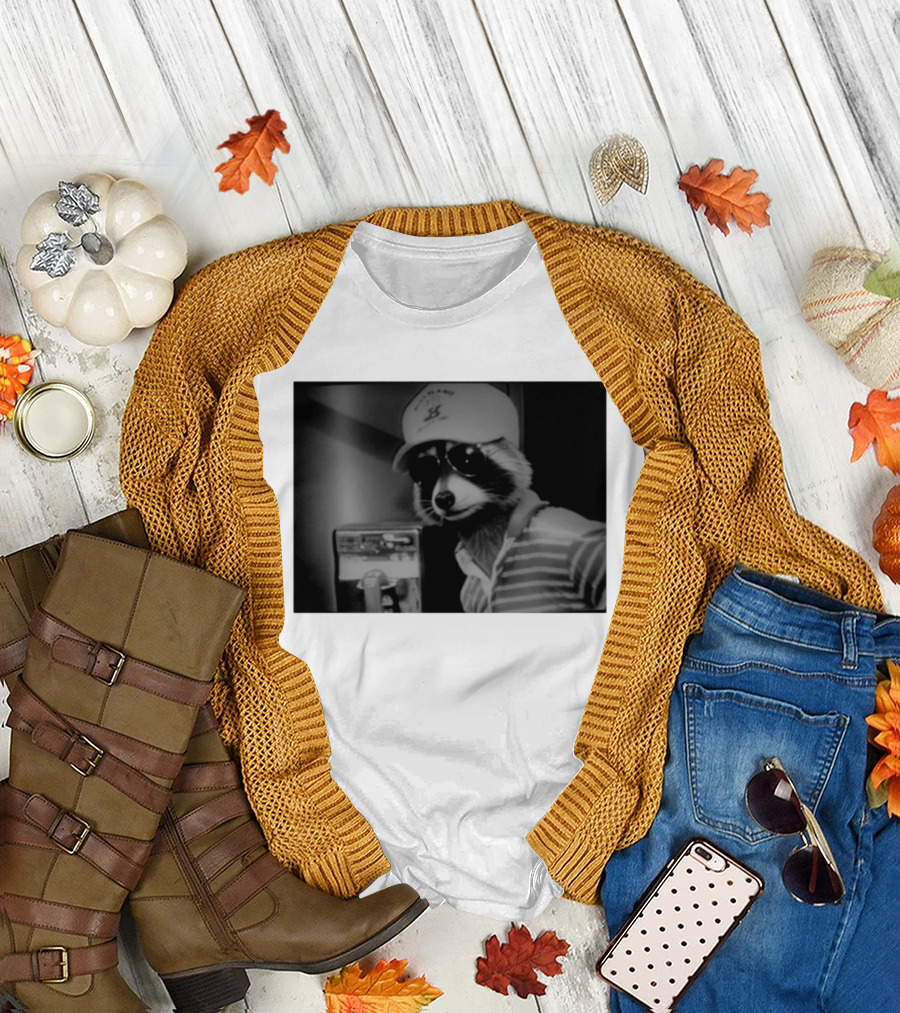 Rascal Plauche Raccoon With Hat and Sunglasses T-Shirt