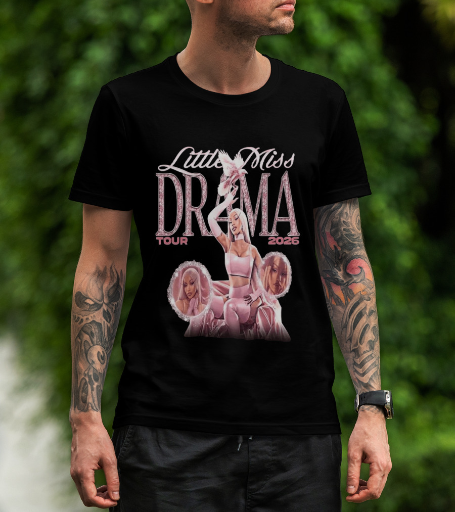 Little Miss Drama Tour 2026 Cardi B Pink Outfit Trio T-Shirt