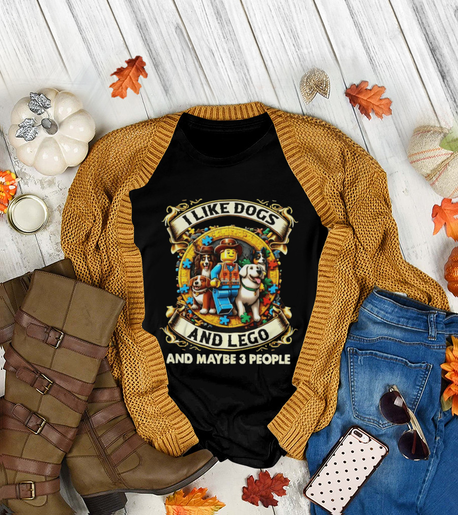 I Like Dogs and Lego Cowboy and Maybe 3 People T-Shirt