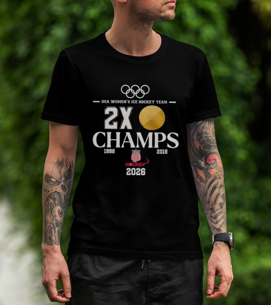 USA Women's Ice Hockey Team Olympic 2x Champs 1998 2018 2026 T-Shirt
