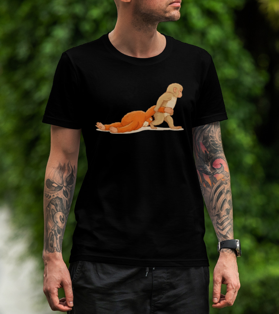 Baby Monkey Punch Hilarious Cartoon Primate Scene T-Shirt