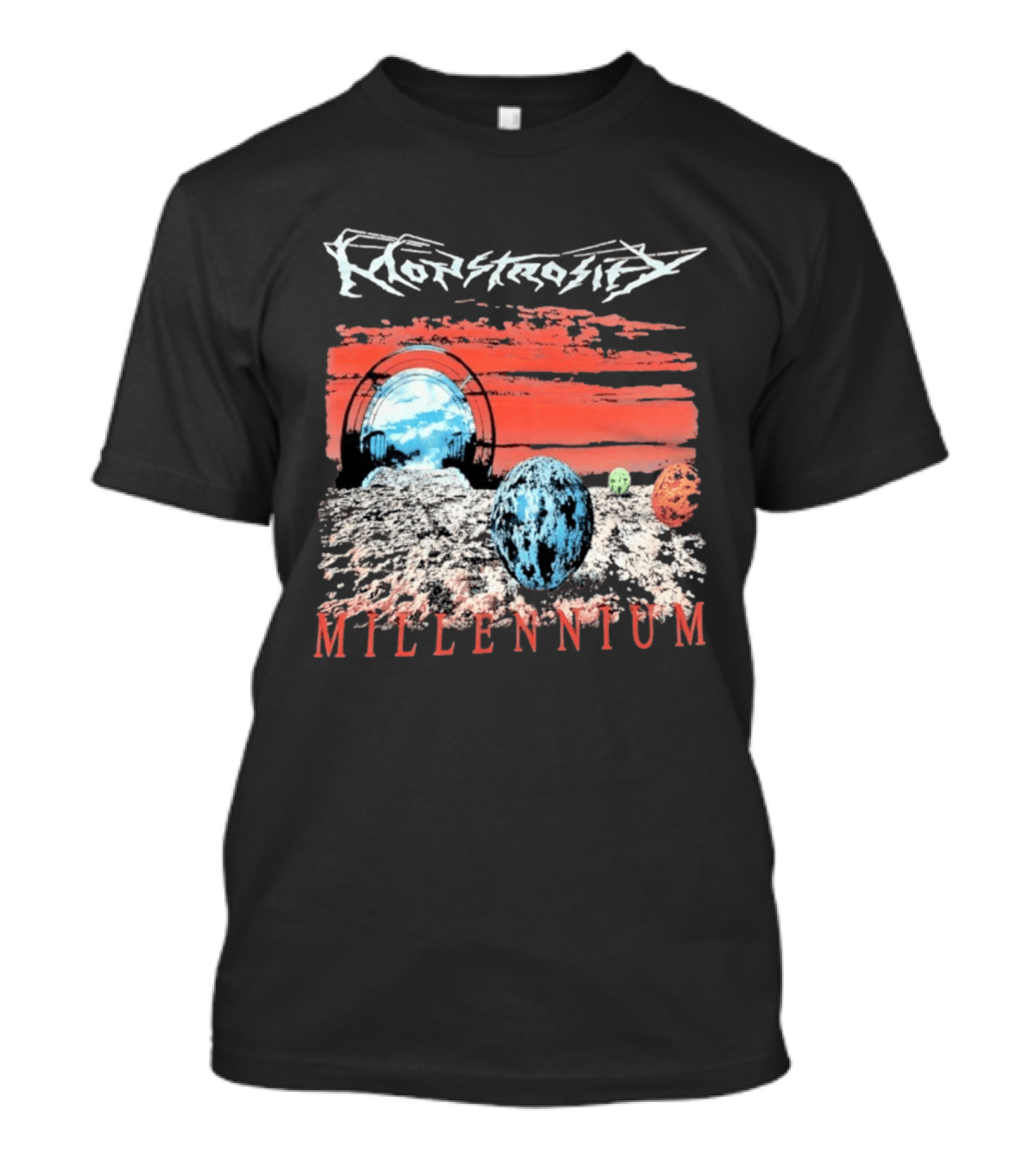 Monstrosity Millennium Sci Fi Landscape Portal And Planets T-Shirt