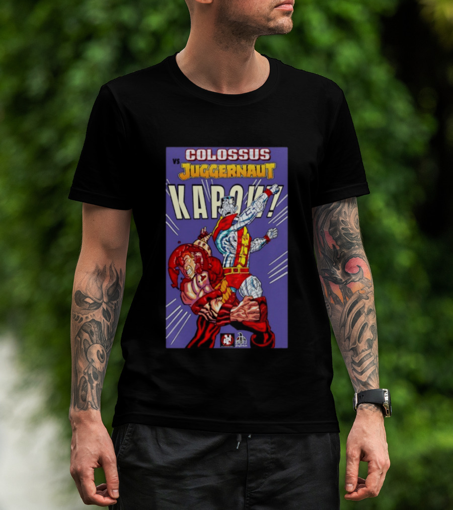 Colossus Vs Juggernaut Kapow Marvel Comics Battle Scene T-Shirt