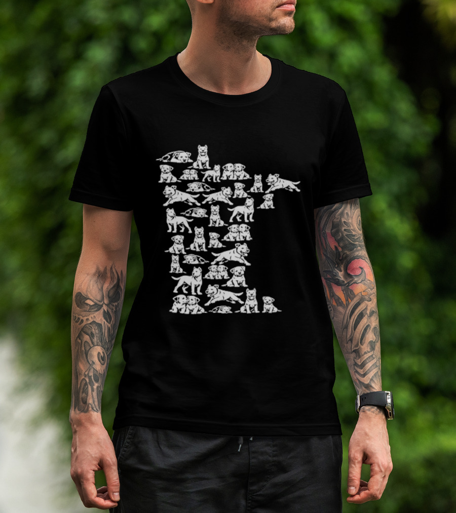 Pit Bull Terrier Silhouettes Minnesota Map T-Shirt