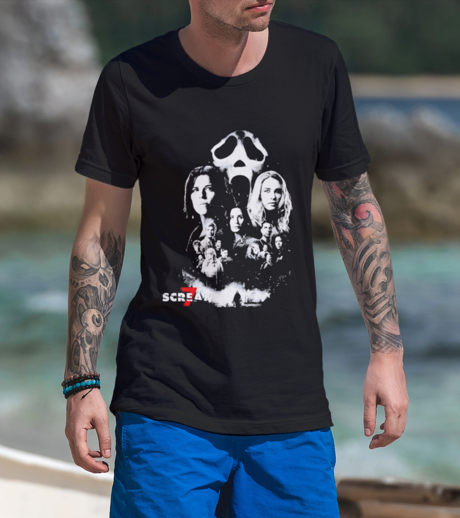 Scream 7 30th Anniversary Kill Tour 2026 Ghostface Mask Collage T-Shirt