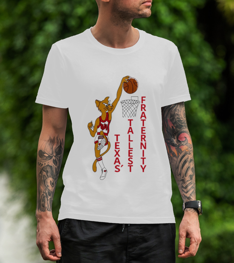 Texas' Tallest Fraternity Cat Basketball Dunk T-Shirt