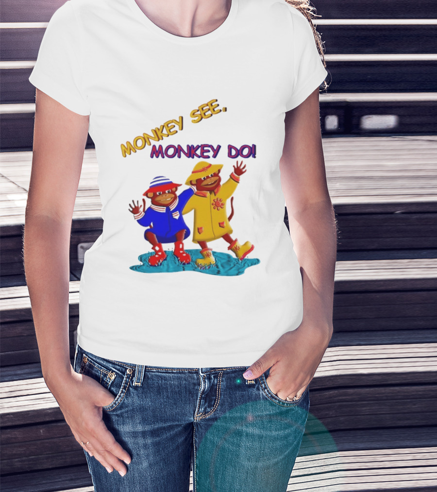 Monkey See Monkey Do Raincoat Monkeys Fun Kids Wear T-Shirt