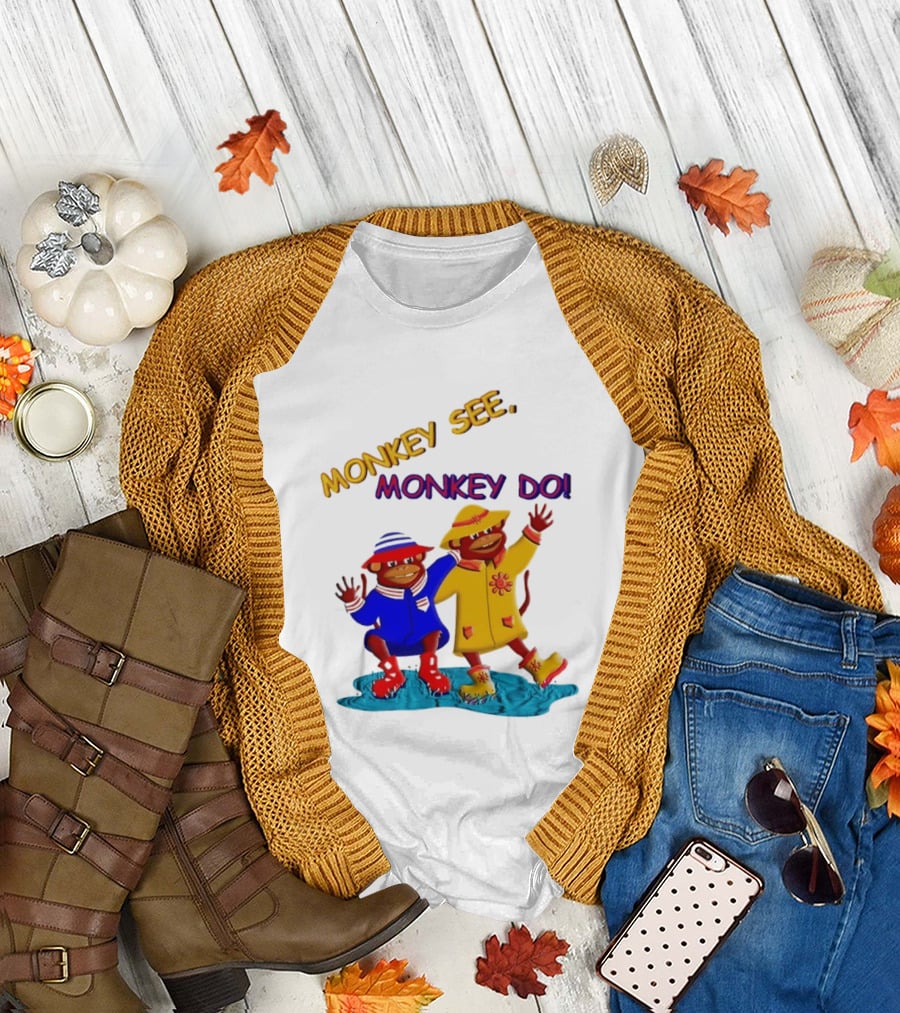 Monkey See Monkey Do Raincoat Monkeys Fun Kids Wear T-Shirt