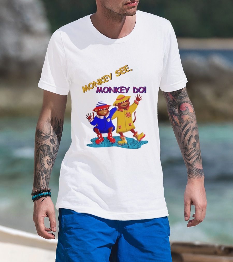 Monkey See Monkey Do Raincoat Monkeys Fun Kids Wear T-Shirt